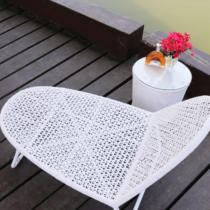 Tropical Metal Frame Patio Daybed in White 31.5" Wide Outdoor Sofa with Cushion