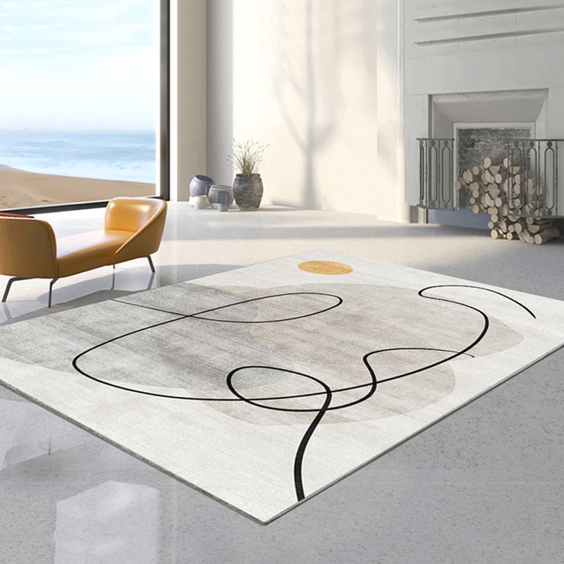 White Modern Carpet Polyester Color Block Carpet Stain Resistant Carpet for Drawing Room