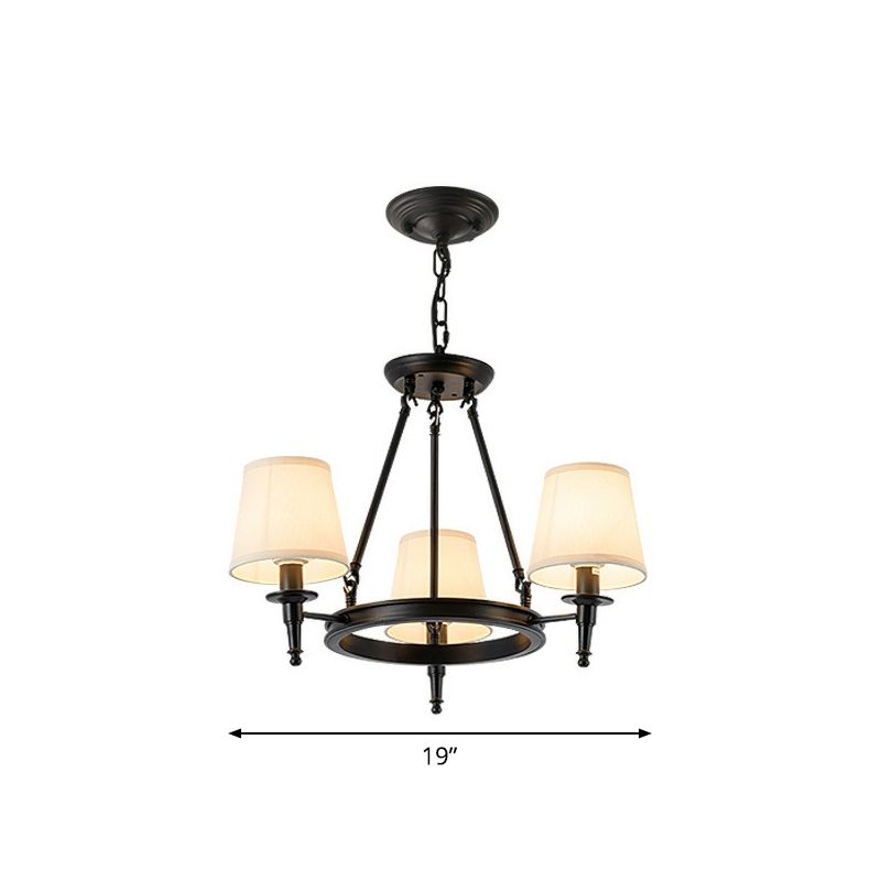 Tapered Ceiling Suspension Lamp Simplicity Fabric Chandelier Lighting for Living Room
