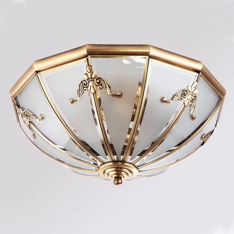 Colonial Classic Ceiling Fixture Copper Bowl Ceiling Light with White Glass Shade