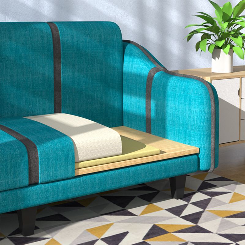 Contemporary Sleeper with 2 Pillows and Six Black Legs for Apartment