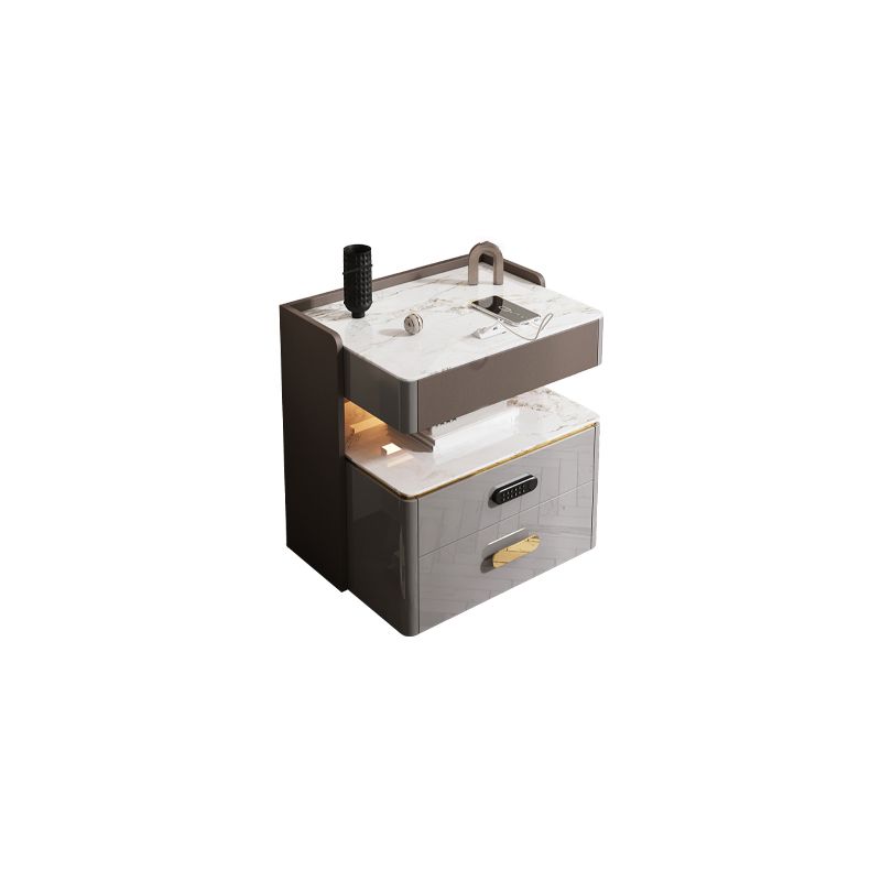 3-Drawer Nightstand with USB charging 21.65" Tall Faux Leather Nightstand