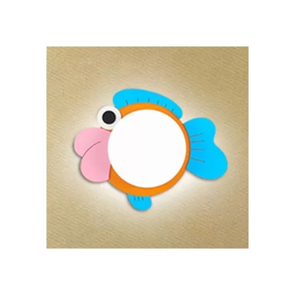 Cartoon Fish Wall Light Legno leggero e applique a parete a LED acrilico per ragazzi camera da letto