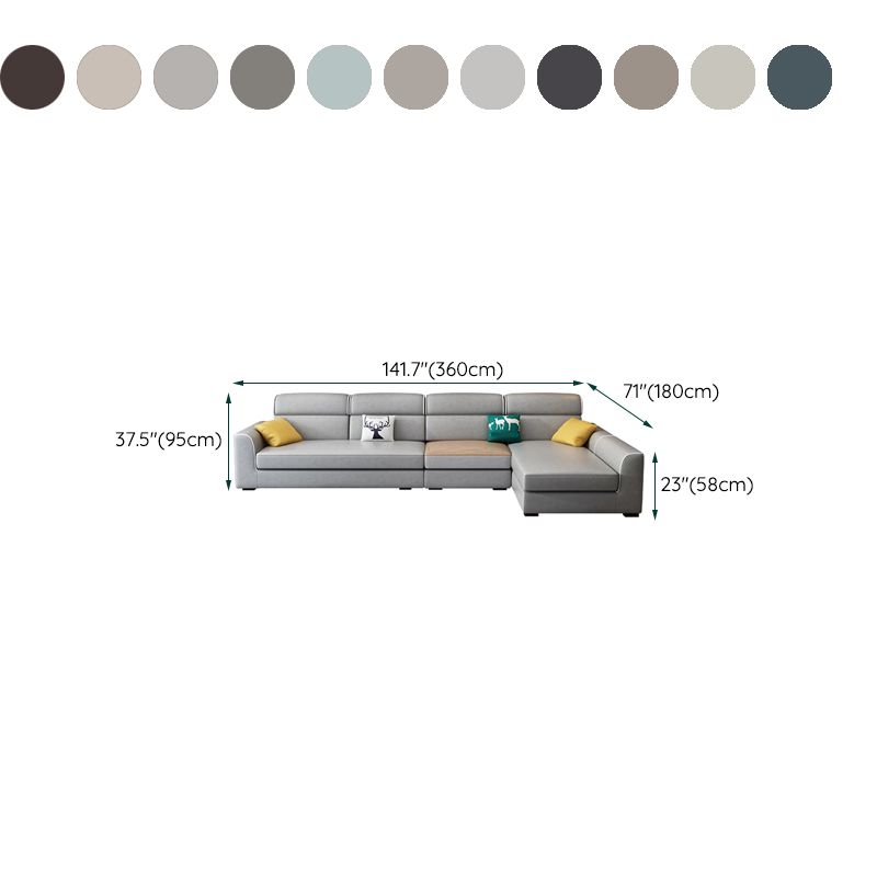 37.40"H Contemporary Sectional Sofa Faux Leather Chaise Sectional