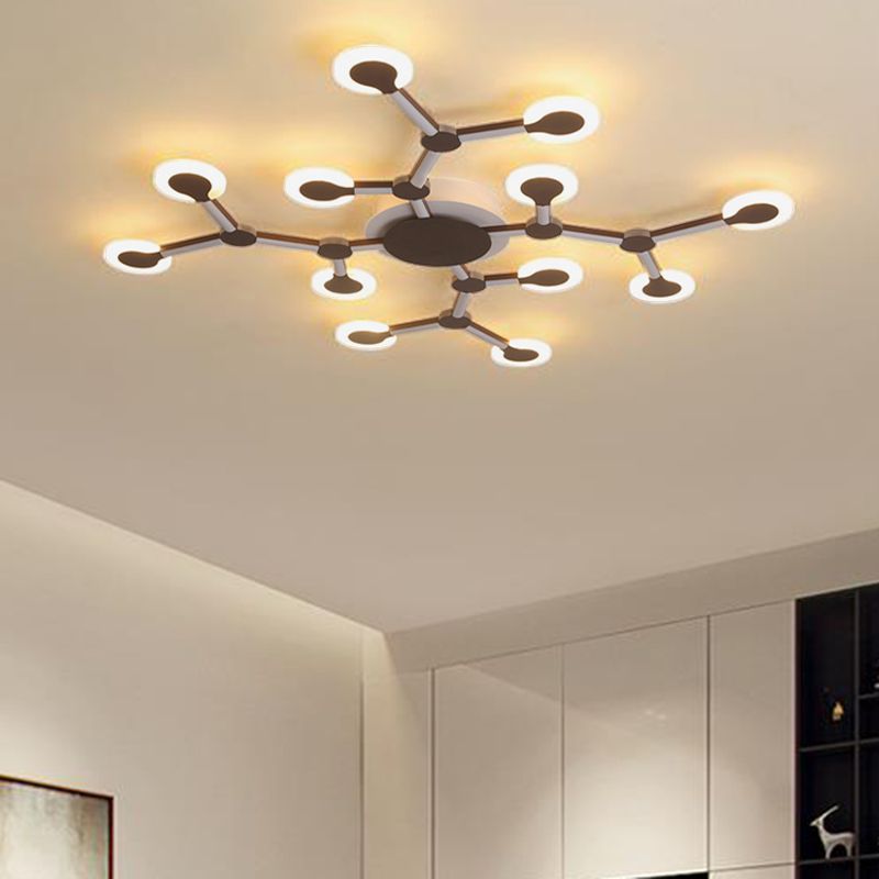 Starburst Flushmount Minimalist Acrylic 33.5"/39" Wide 9/12 Heads Brown Ceiling Mount Light Fixture in Warm/White Light