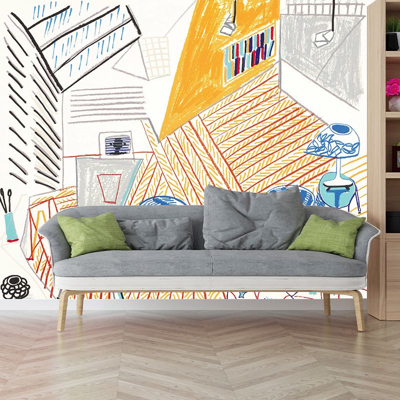 Artworks Studio Interior Murals Artistry Smooth Wall Decoration in Yellow for Home