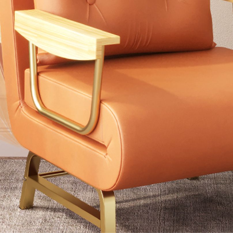 Glam Sofa Bed Bonded Leather Pillow Back Square Arms Sleeper Sofa