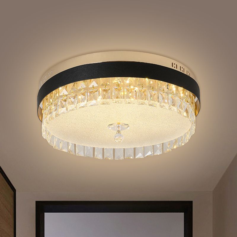 Drum Bedroom Flush Mount Modernism Crystal Gold Finish LED Surface Mount Ceiling Light