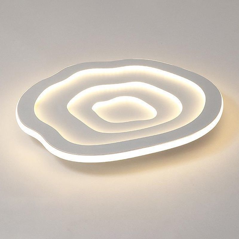 Single Modern White Flush Mount Lighting Unique LED Acrylic Ceiling Light