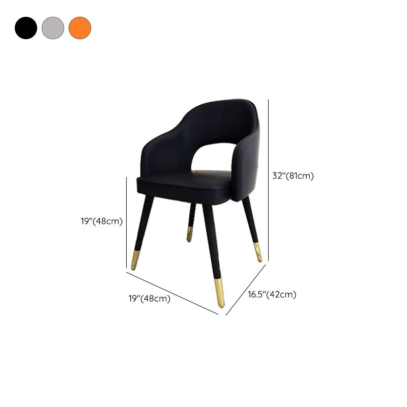 Glam Style Side Chair Open Back Leather Indoor Dining Chair for Home