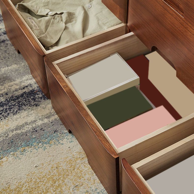 White and Brown Wooden Lingerie Chest Vertical Storage Chest Dresser with Wheels