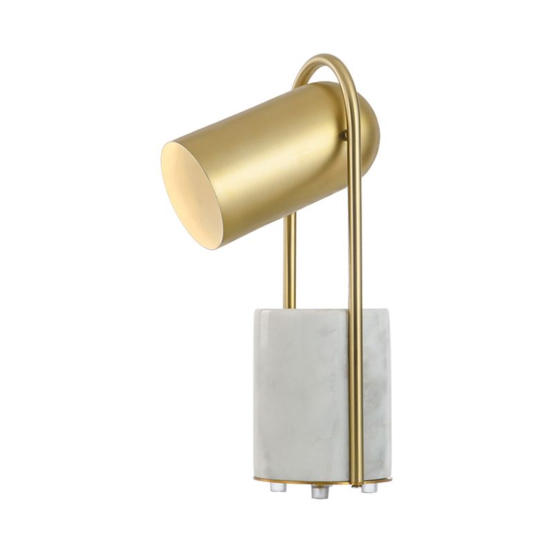 Lampe de table de nuance de cloche dorée style contemporain 1 ampoule de table métallique légère avec base en marbre