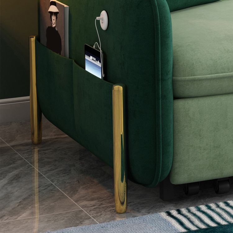 Green Cushion Back Loveseat Foldable Sleeper Sofa with Storage