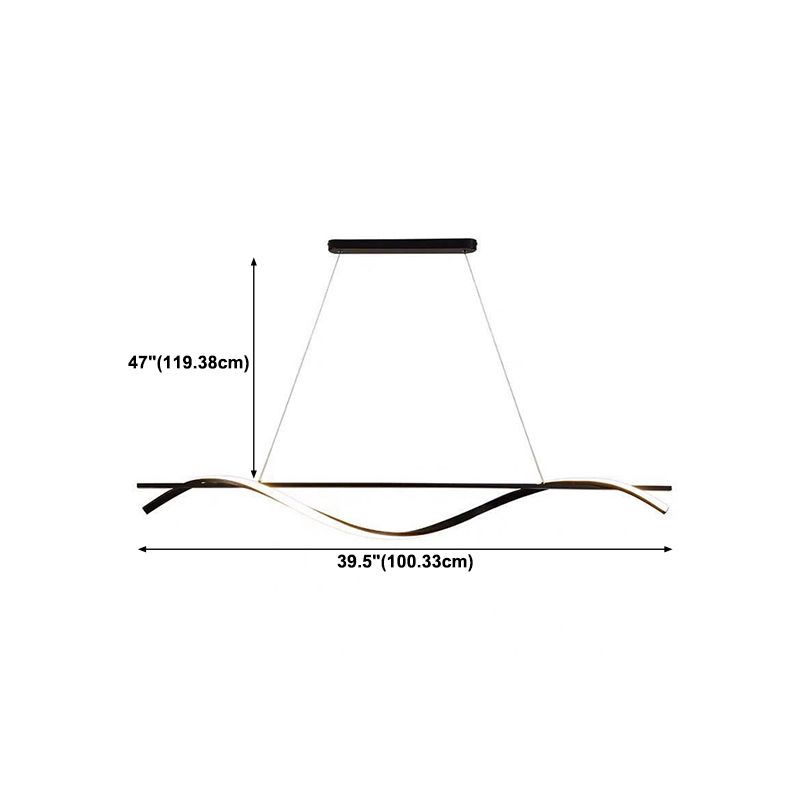 Simple Linear Hanging Island Light Metal Hanging Lighting Fixture for Sitting Room