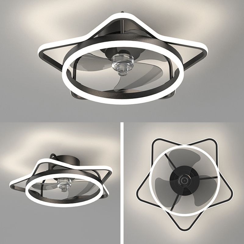 3-Blade Children Ceiling Fan Metallic Black/Golden Fan with Light for Dining Room