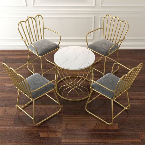 Silla de comedor de terciopelo Glam, sillón lateral de comedor de metal para uso en restaurantes