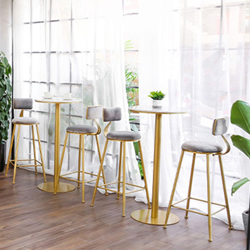 Glam Upholstered Bar Stools Footrest Backrest Coffee Shop Counter Bar Stool