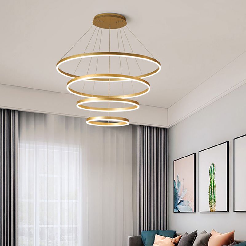 Multi-layers kroonluchter lamp Moderne ringverlichtingsarmaturen met witte acrylschaduw