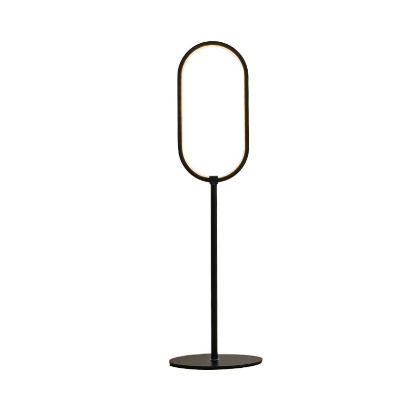 Luz de mesa de hierro de anillo ovalado lámpara de lectura de acabado negro led simple para sala de estudio para sala de estudio