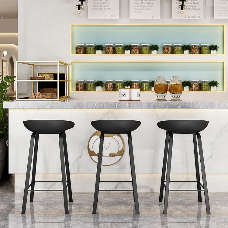 Modern Armless Backrest Counter Stool Iron Cafe Bar Stool with Acrylic Seat