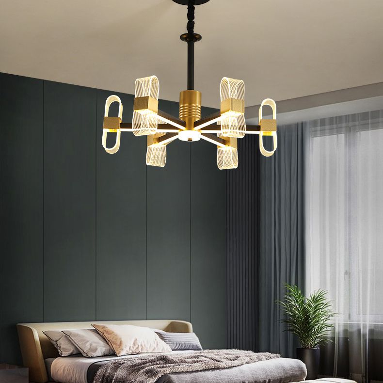 Modern LED Hanging Chandelier Clear Acrylic Shade for Living Room Dining Room