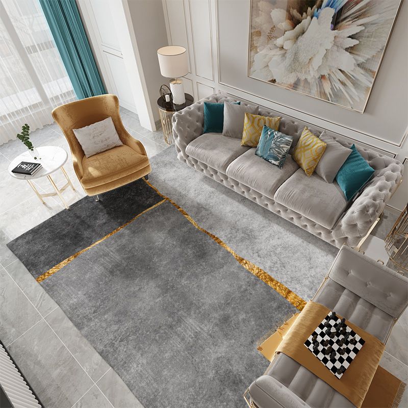 Tapis d'intérieur moderne gris en Polyester, bloc de couleur, antidérapant, pour la décoration de la maison