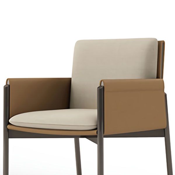 Upholstered Matte Finish Dining Chair Designer Style Home Solid Back Arm Chair