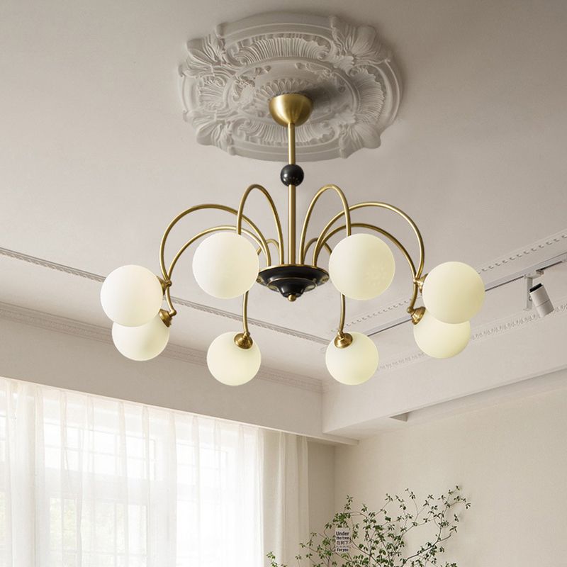 Spherical Shape Chandelier Light Modern Style Glass Multi Light Hanging Light for Bedroom