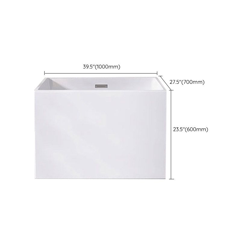 Modern Style Freestanding Bath Tub Rectangular Acrylic Soaking Bathtub in White