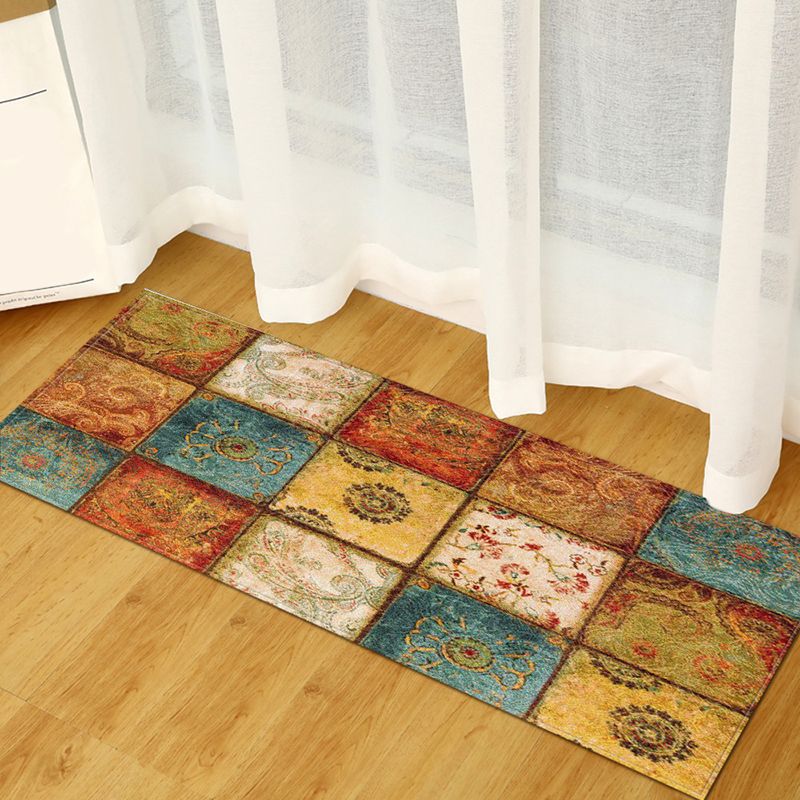 Multi Color Relaxing Rug Polyster Color Brick Pattern Indoor Rug Non-Slip Backing Stain-Resistant Area Carpet for Bedroom