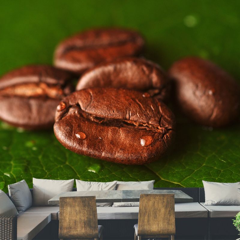 Modern Coffee Bean Pattern Mural Pastel Color Study Room Wall Decor, Personalized