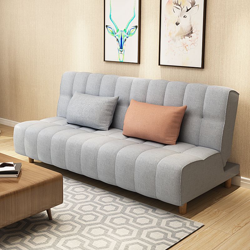 Cotton Blend and Faux Leather Contemporary Armless Couch Bed