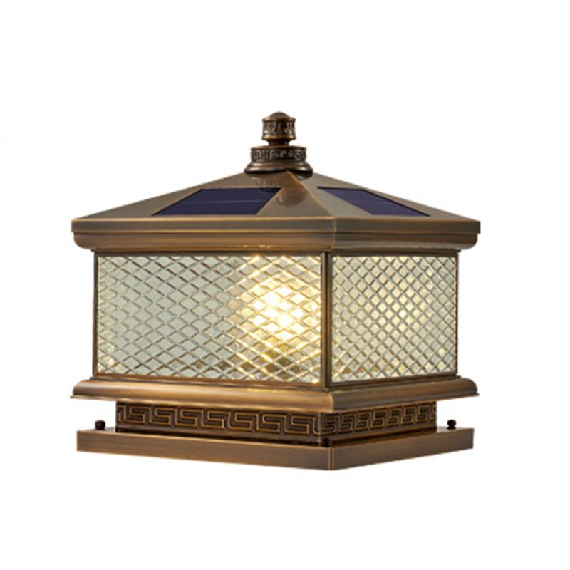 Rectangular Shape Metal Solar Pillar Lamp Modern 1-Light Outdoor Waterproof Light