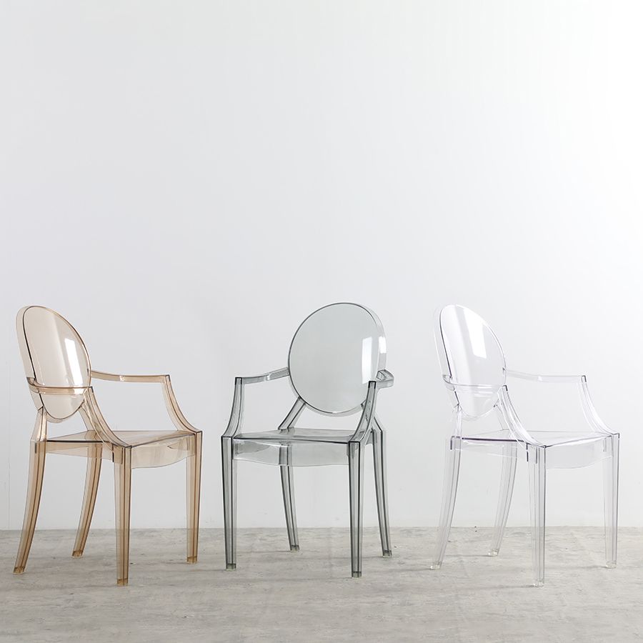 Silla de comedor de estilo escandinavo Silla de comedor de acrílico con respaldo abierto para el hogar con brazo