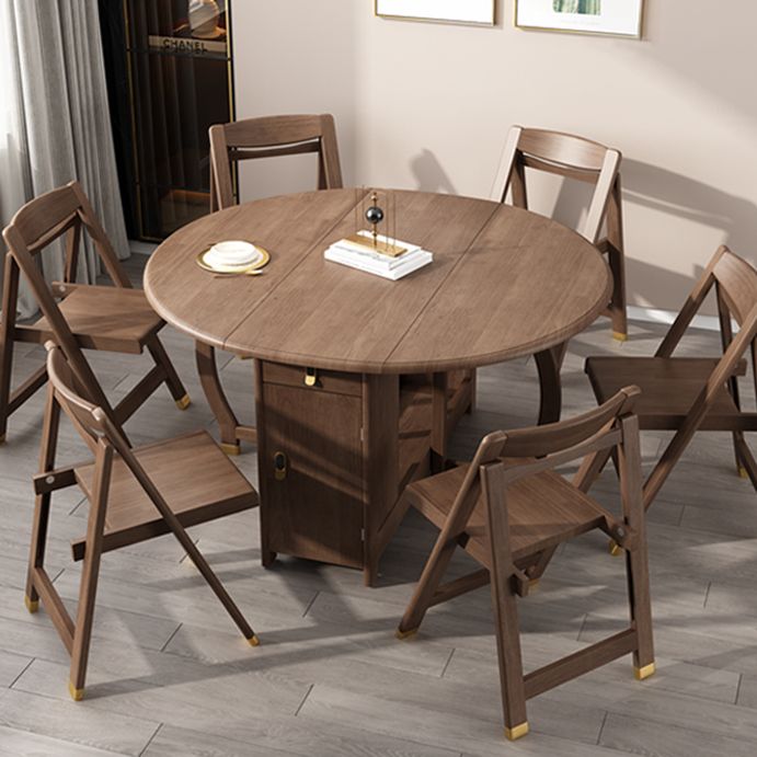 Modern Modern Eetting Table Round Solid Wood Brown Eetting Tafel uit het midden van de eeuw voor thuisgebruik