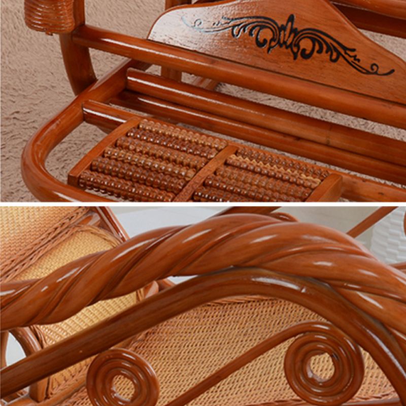 Traditional Rocking Chair Wicker Spindle Backrest Solid Color Indoor Rocking Chair
