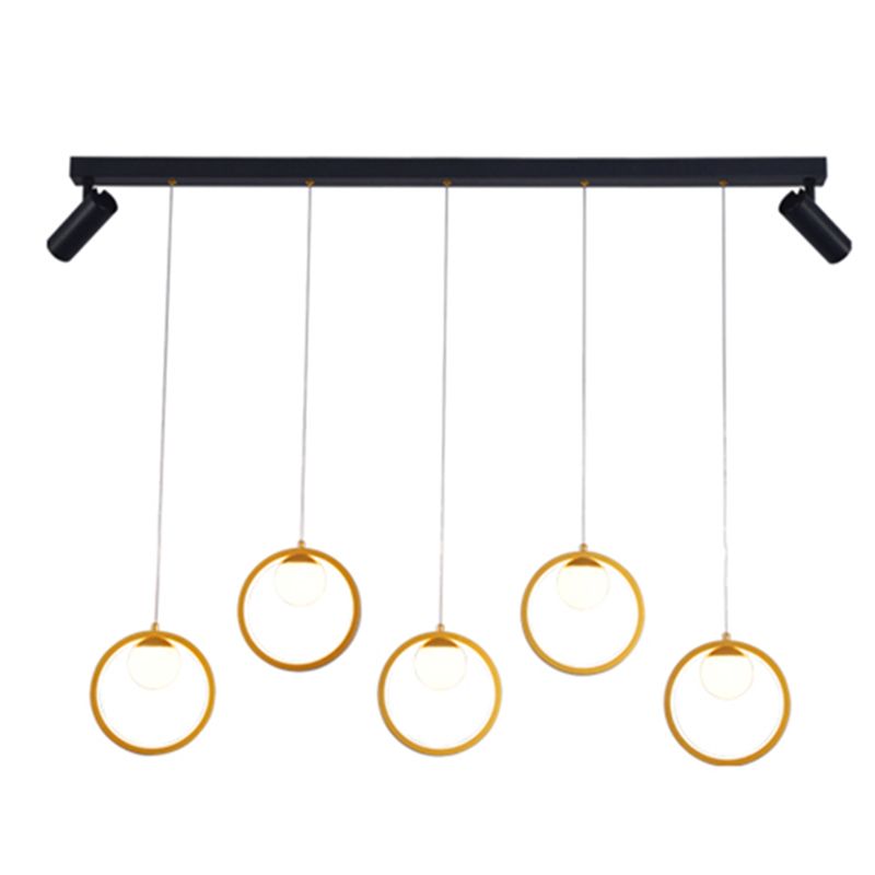 Contemporánea LED PIEL PIELLA Luz de la isla Black Circle Light con sombra de metal