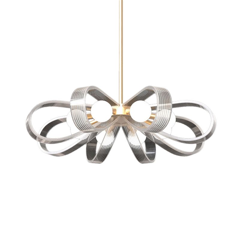 White Flower Chandelier Pendant Light Contemporary 8 Heads Acrylic Ceiling Hang Fixture