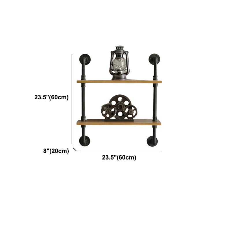 Wandeinheit und Etagere Bücherregal Industrial Black Eisenrahmen und Kiefernholzregal