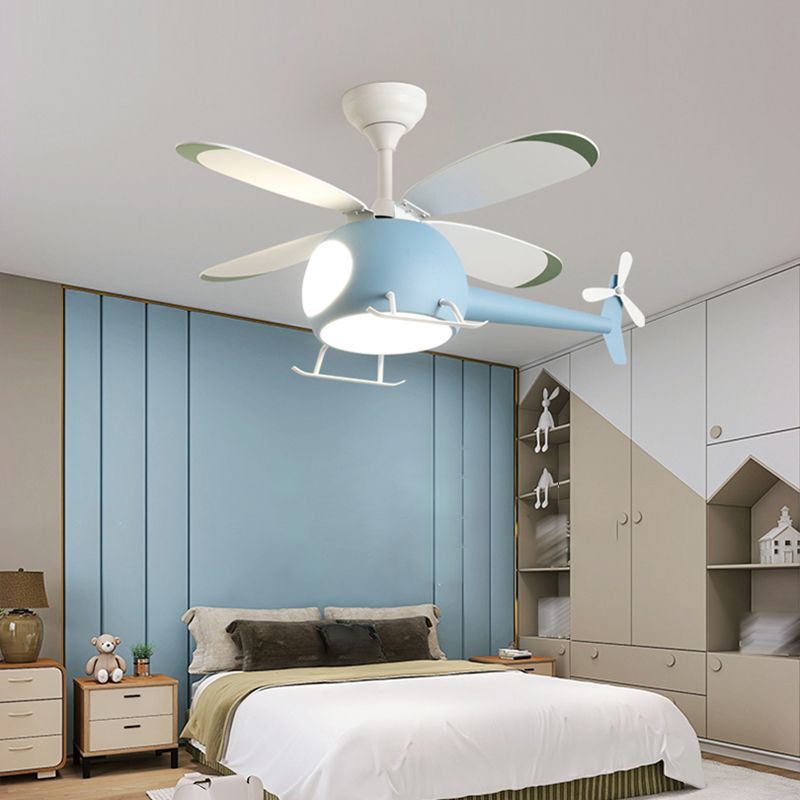Nordic Style Ceiling Fan Lamp Helicopter Shape Ceiling Fan Light for Children Room