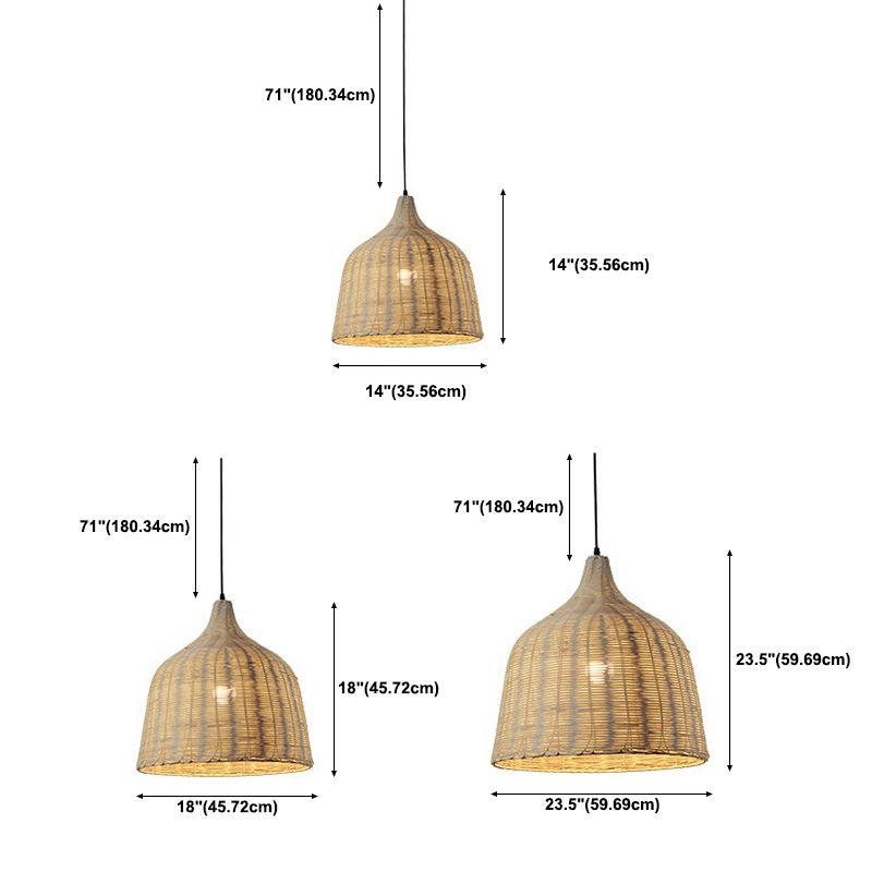 1 Light Modern Style Pendant Lamp Rattan Hanging Lamp Fixture for Living Room