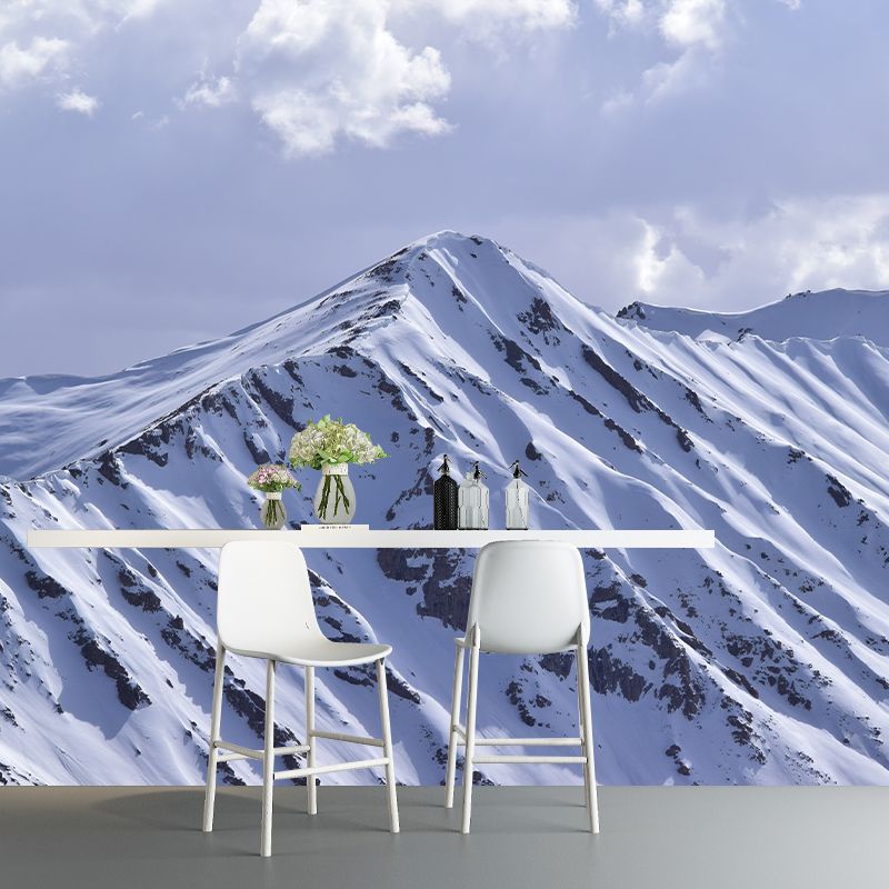 Snow Mountain Landscape Removable Wall Mural for Living Room, Waterproofing