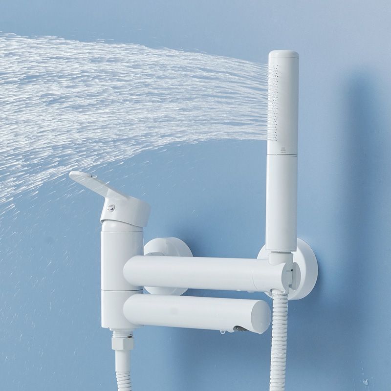 Metal Modern Bathroom Faucet White Single Handle Bath Filler Trim