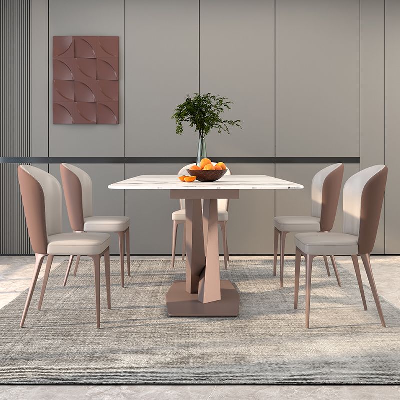 Extendable Sintered Stone Dining Set Rectangle 1/4/5/7 Pieces Kitchen Table with Chairs