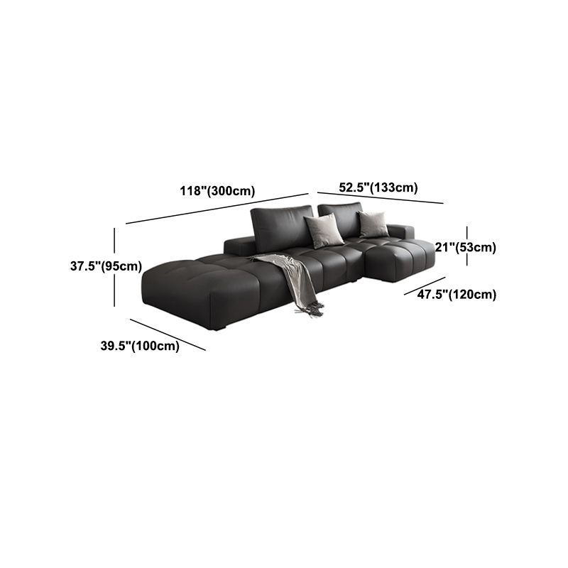 One Side Armrest Cushioning Back Sofa Bed Black Imitation Leather Sofa