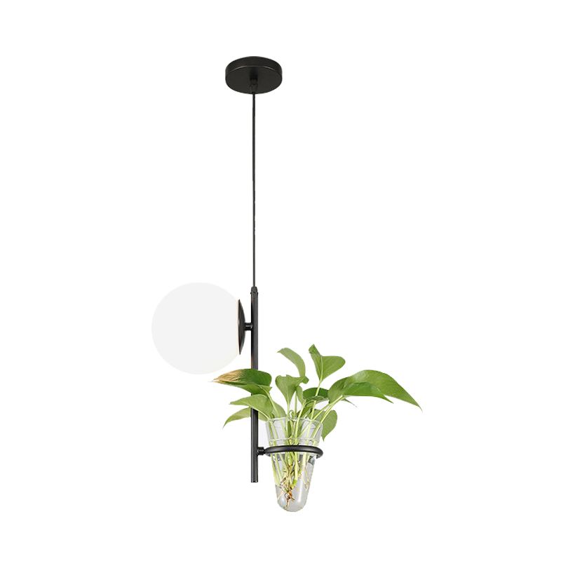 Schwarz/Gold 1 Lichtdecke Anhänger Retro Metallkugel LED -Tropfenlampe mit Milch weiß/rauchgraues Glasschatten