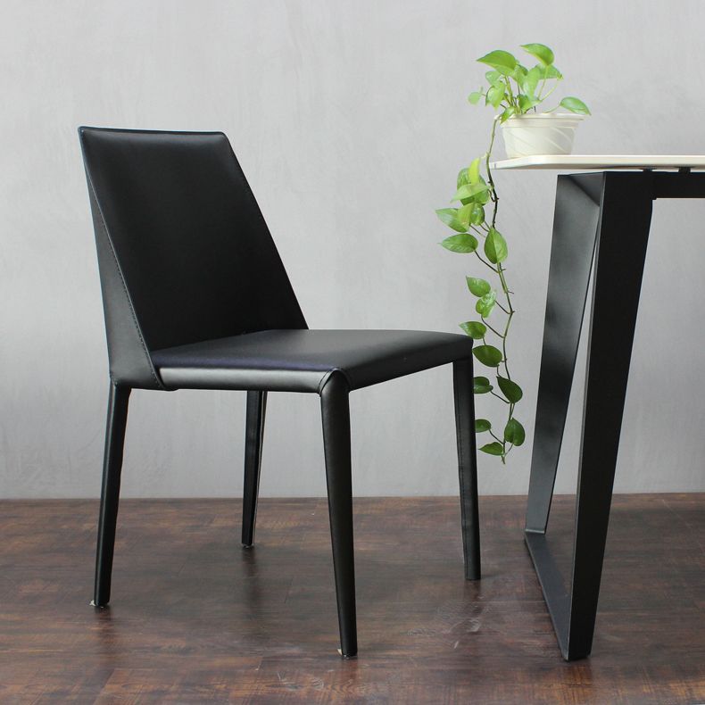 Silla auxiliar Parsons de cuero estilo diseñador con acabado mate (juego de 2)