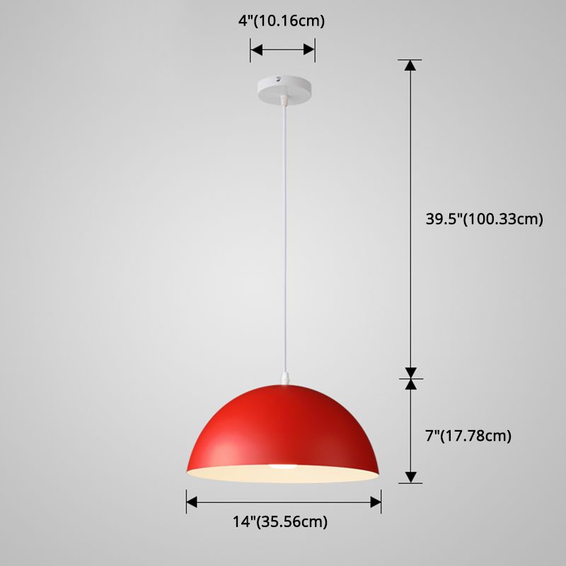 8 Color Optional Half Globe Pendant Lamp Macaron Simple Colorful Metal Hanging Light for Kitchen Dining Room