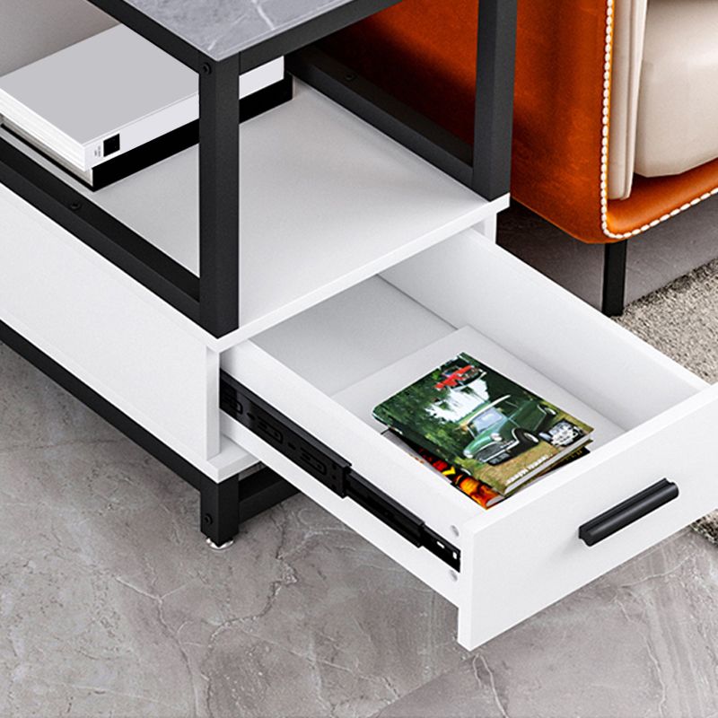 Stone 21.65-inch Rectangular Side Table 1-shelf 1-Drawer Withe/Grey End Table