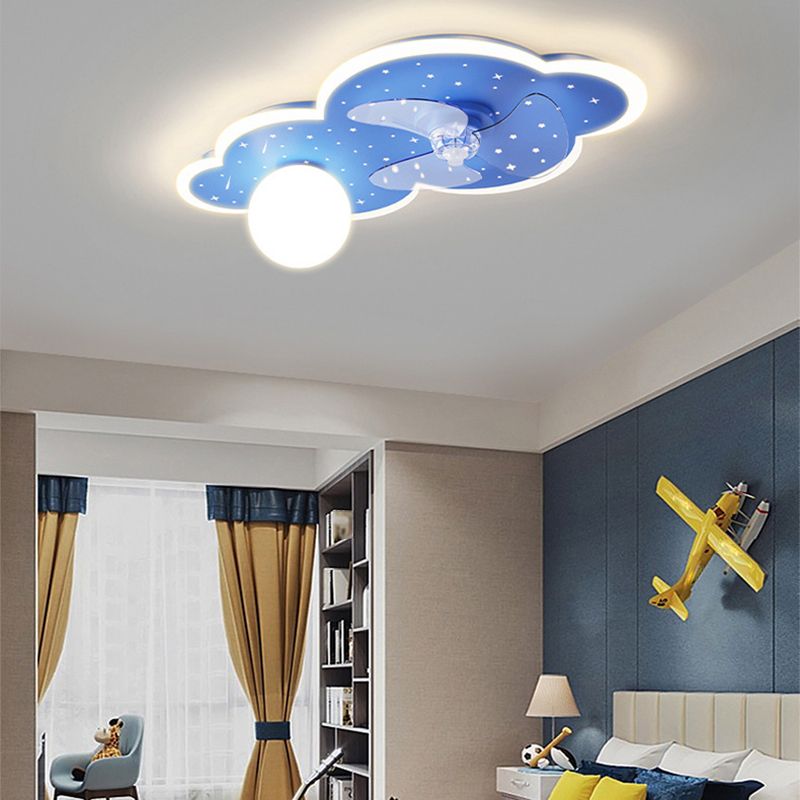 3-Blade Fan with Light Children Blue Ceiling Fan for Restaurant